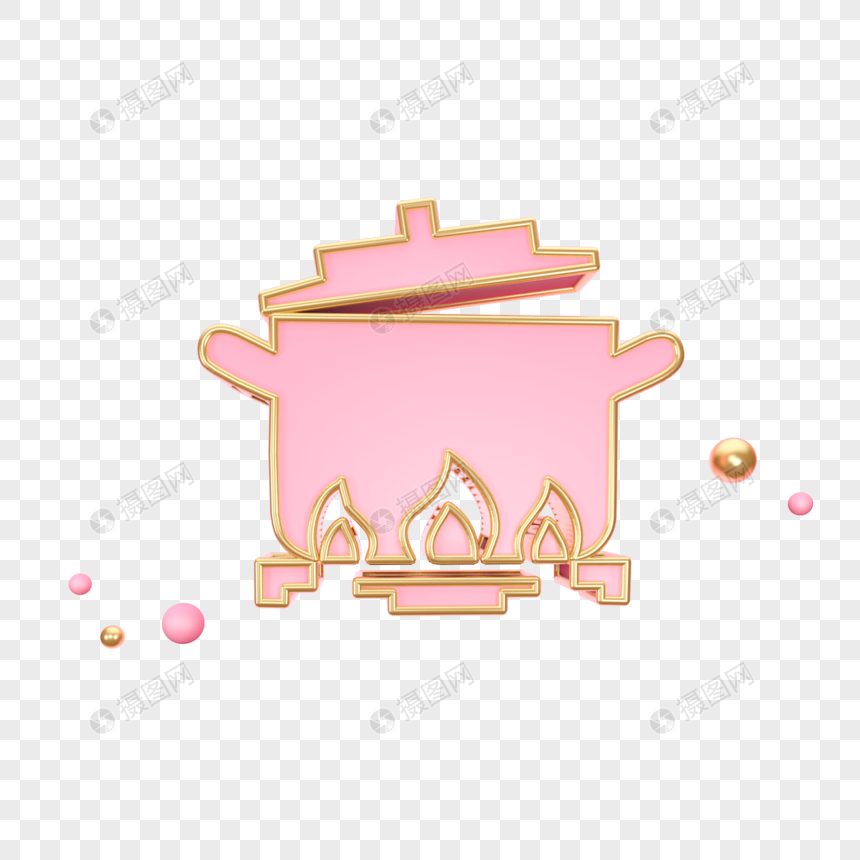 创意粉色放在灶上的锅图片