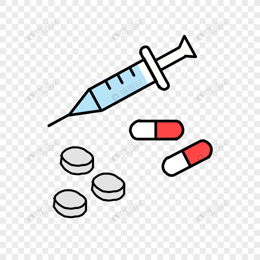 护士节针筒药片卡通素材下载医院耗材