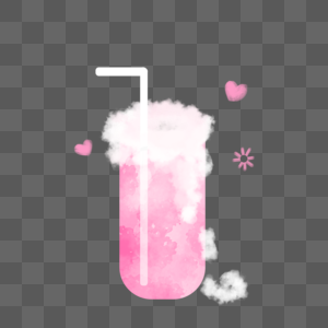 夏天饮料棉花糖果汁吸管粉色手绘装饰图案图片
