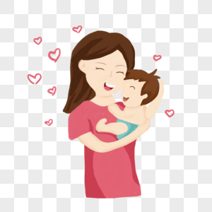 母亲妈妈抱宝宝手绘元素母亲节元素图片