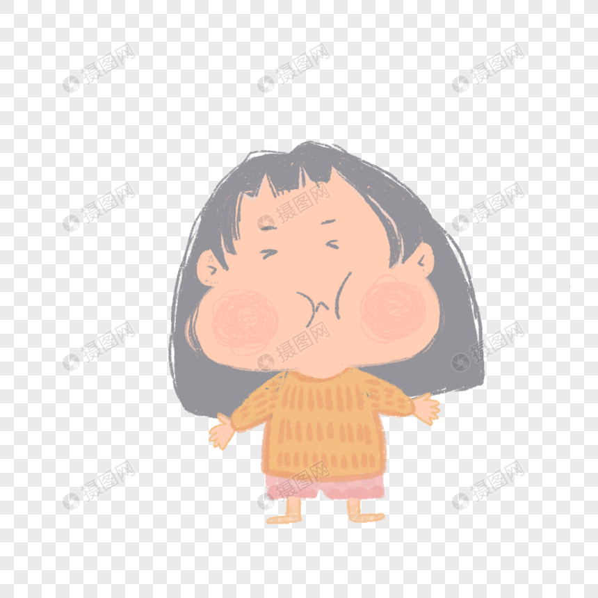 免抠元素 手绘/卡通元素 肉嘟嘟小女孩手绘插画人物.