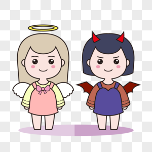 卡通双子座天使与恶魔高清图片