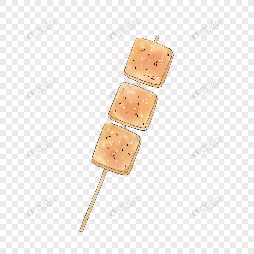 手绘卡通烧烤鱼豆腐