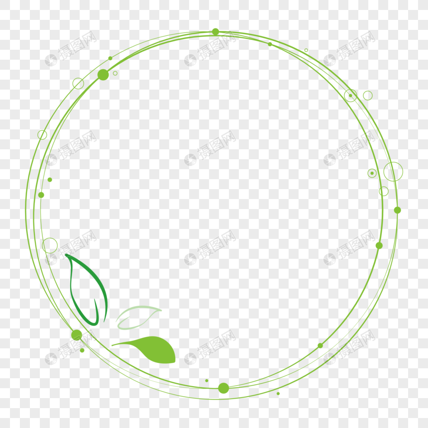 绿色系简约植物气泡边框图片