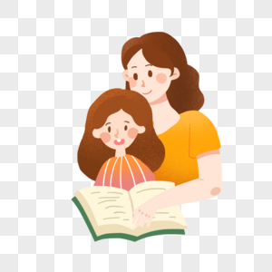 母亲节一起读书的母女高清图片