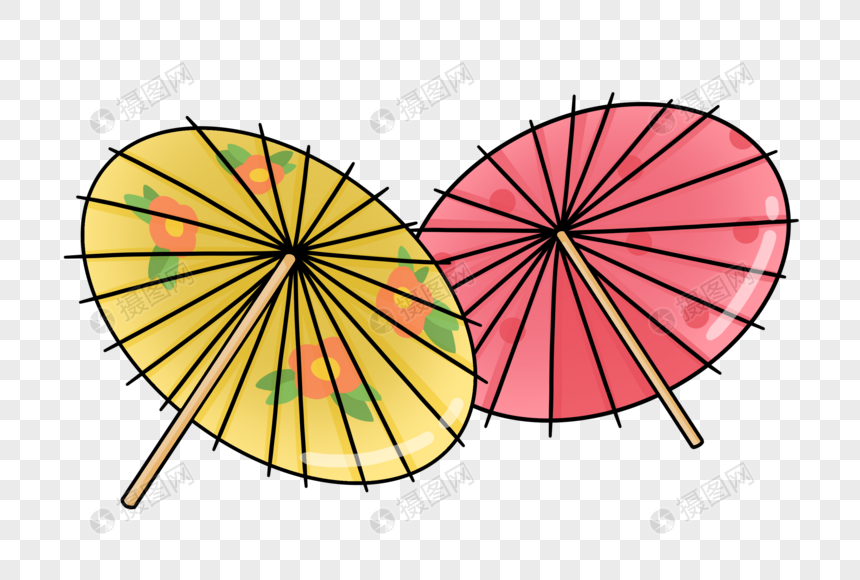 手绘卡通油纸伞