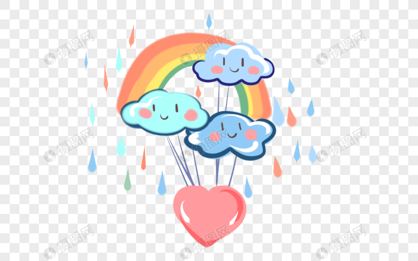 可爱卡通云朵彩虹儿童节世界微笑日图片
