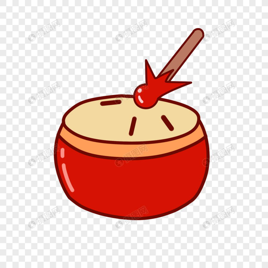 免抠元素 手绘/卡通元素 红色大鼓.psd
