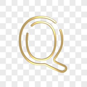 英文字母Q金色艺术字C4D模型图片