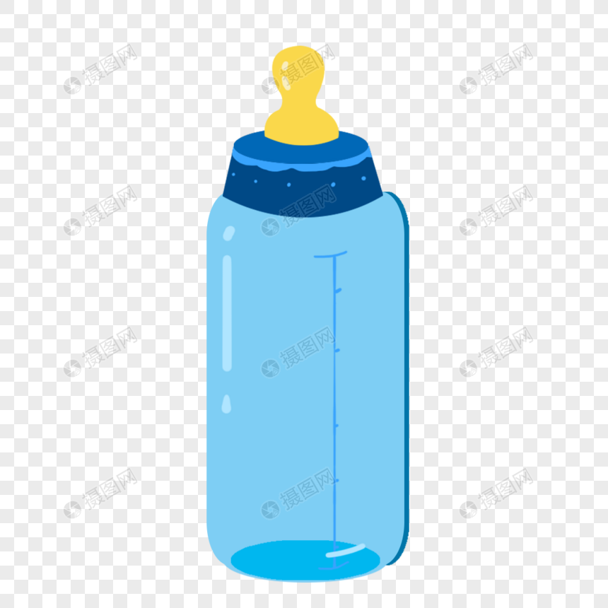 卡通手绘儿童用品蓝色奶瓶图片