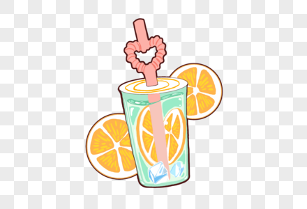 创意手绘夏季柠檬冰镇饮料图片