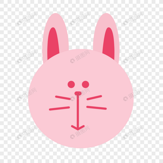 卡通手绘可爱粉色兔子图片