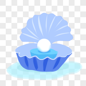 夏季可爱卡通蓝色珍珠贝壳图片