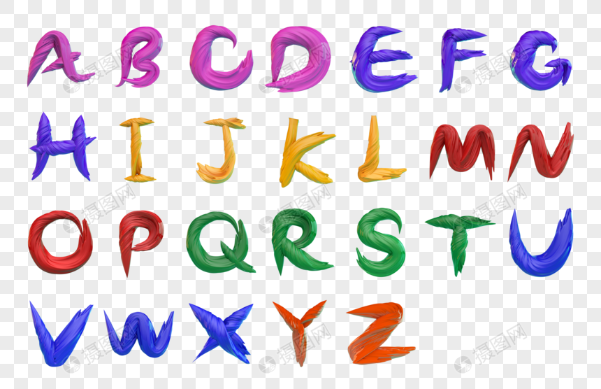 C4D旋转肌理英文26个字母图片