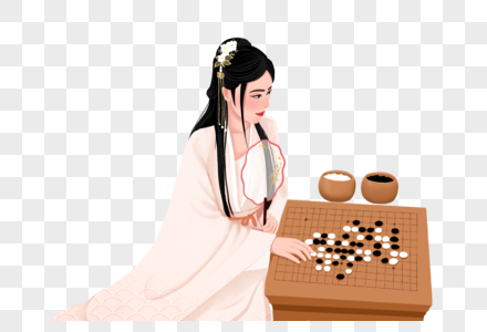 下棋的女孩图片