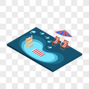 夏季悠闲游泳池装饰图片