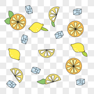 夏季冰块柠檬底纹图片