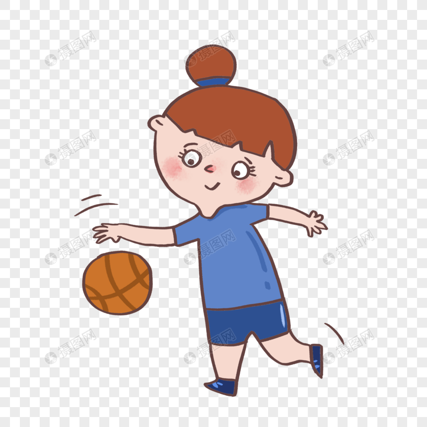 六一儿童节小女孩在打篮球