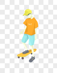 玩滑板的帽子男生图片