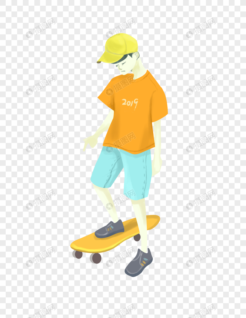 玩滑板的帽子男生