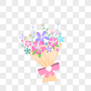 情人节520母亲节花束礼物花朵手绘装饰图案高清图片
