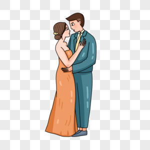 手绘情侣婚礼拥抱人物形象图片