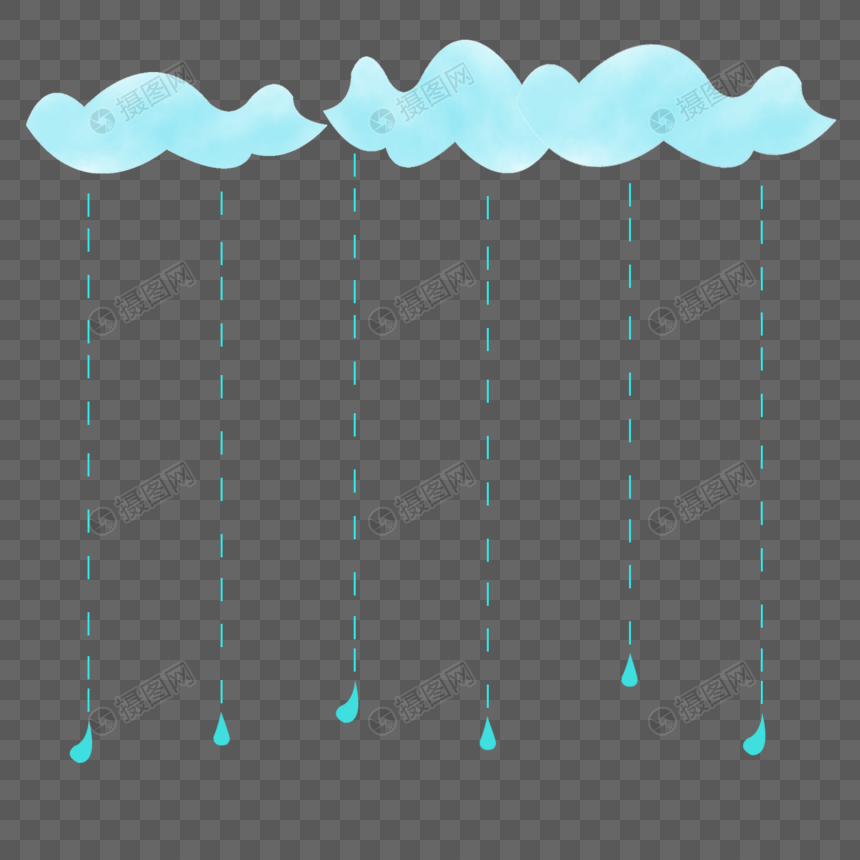 下雨天云朵雨滴雨水天气插画素材图片