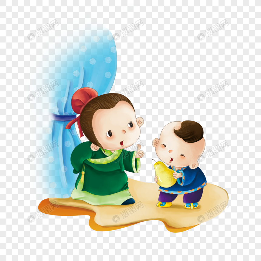 免抠元素 手绘/卡通元素 孔融让梨.