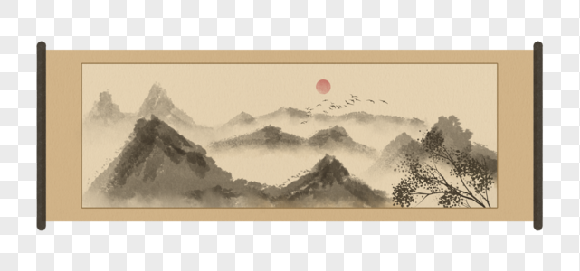中国风卷轴挂画装饰图片