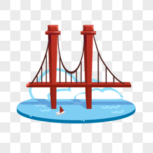 跨海大桥红色小船高清图片