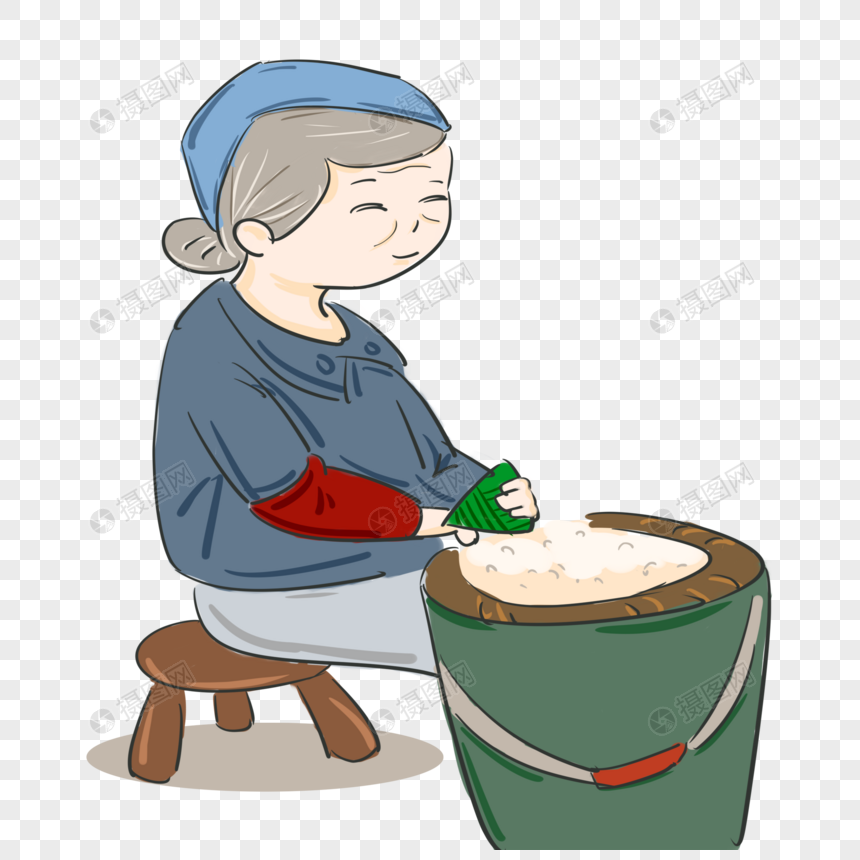 奶奶包粽子