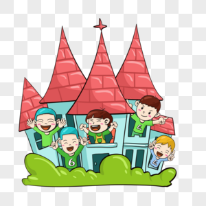创意手绘六一儿童节游乐场城堡图片