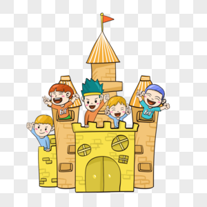 创意手绘六一儿童节游乐场城堡图片