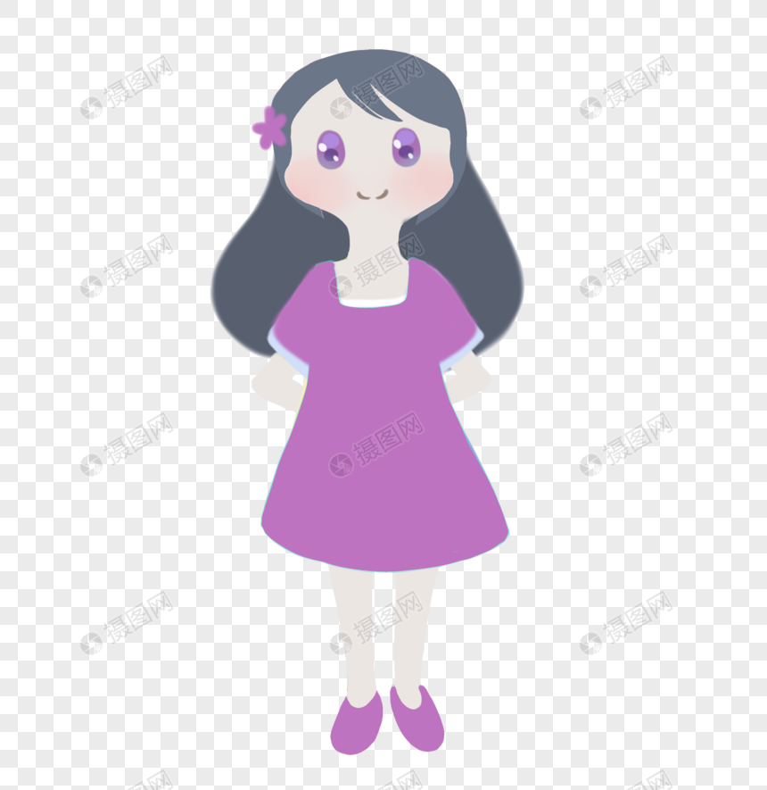 紫衣服女孩图片