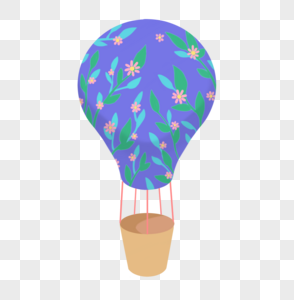 蓝叶热气球图片