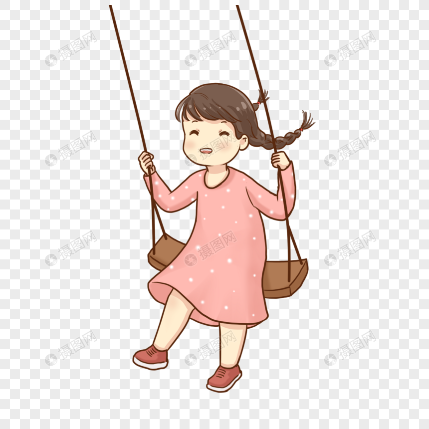 荡秋千的小女孩