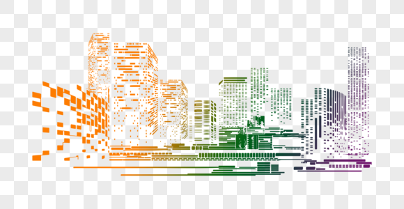 炫酷粒子城市建筑元素图片