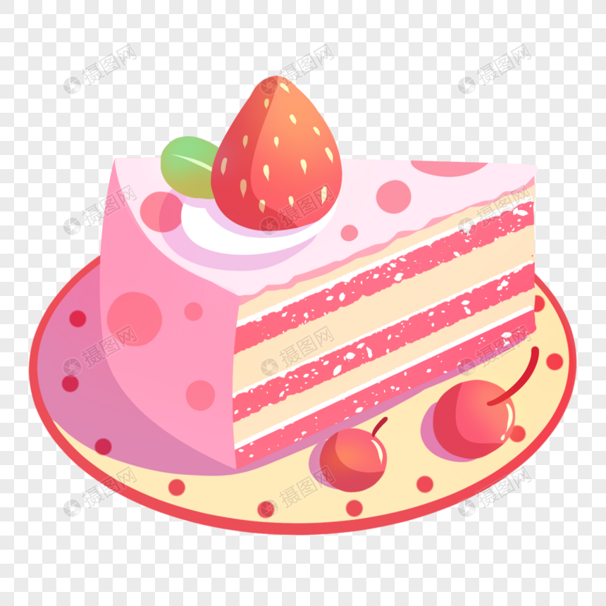 草莓樱桃单个蛋糕图片