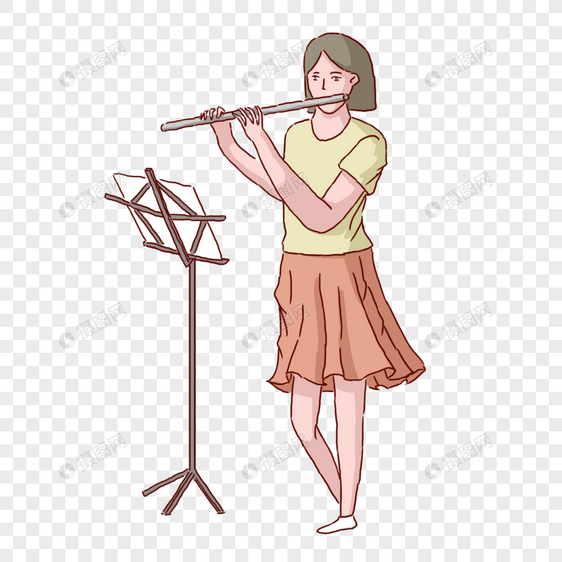 音乐节吹笛子的女性图片