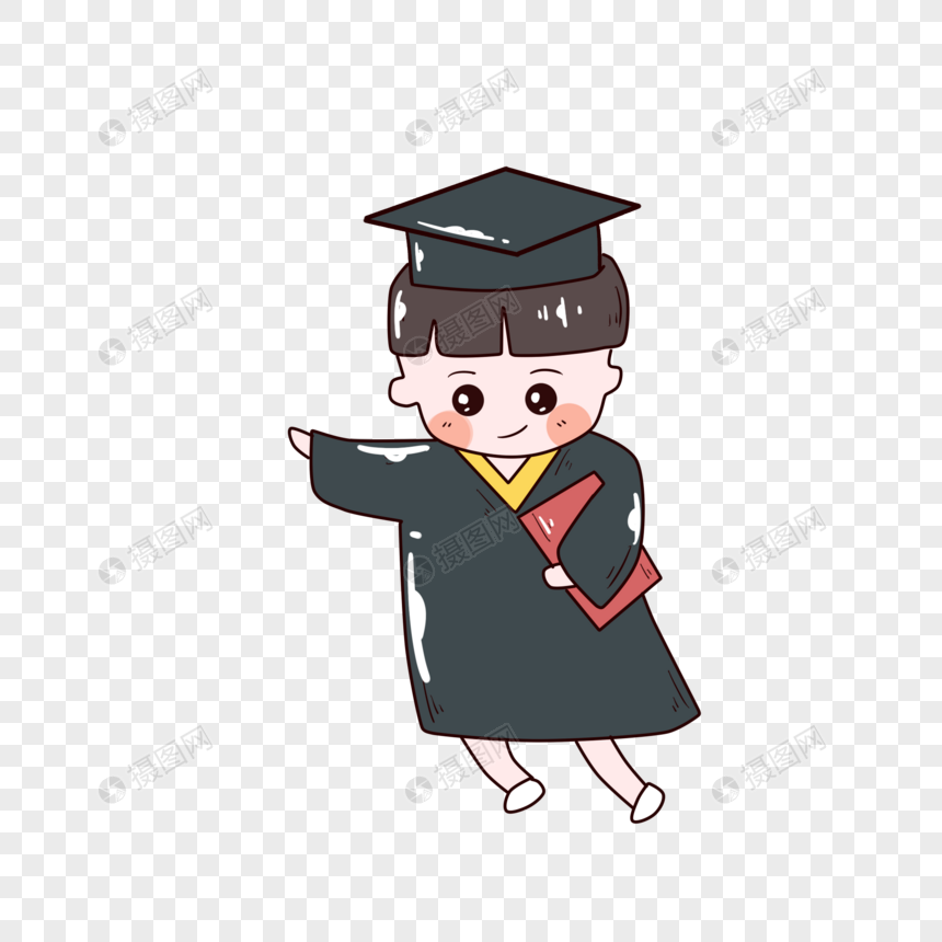 学士服男孩与书本图片