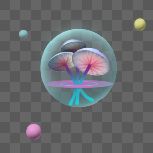 蓝色透明球蘑菇图片