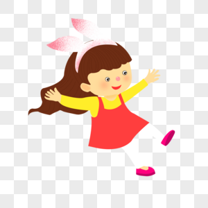 小女孩跳舞的兔子高清图片