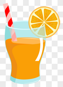 夏日卡通橙汁元素图片