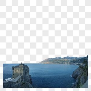意大利地中海边古堡全景图图片