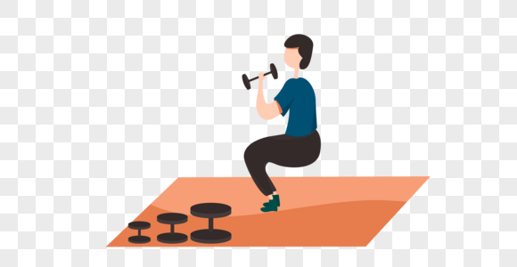 健身锻炼哑铃下蹲运动高清图片