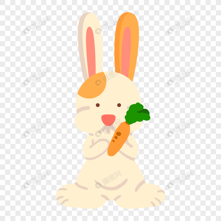 卡通手绘可爱兔子吃胡萝卜图片