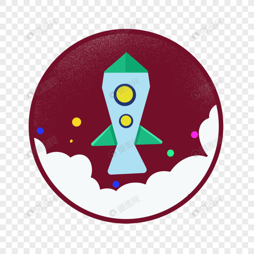 卡通手绘发射太空的火箭元素素材psd格式_设