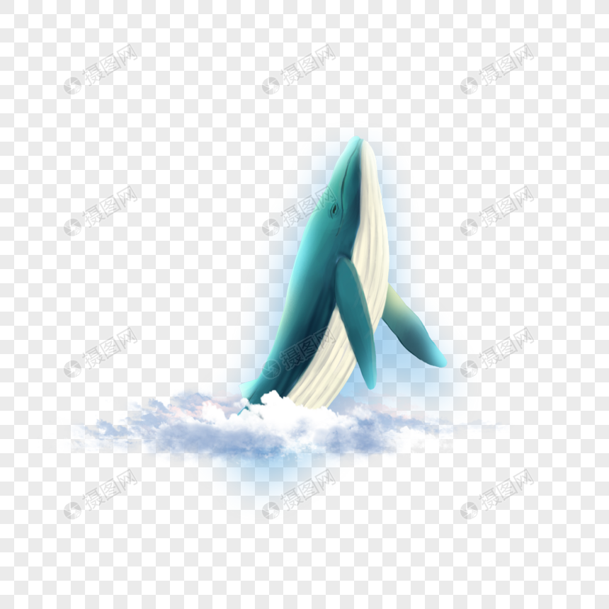 鲸鱼出水大鲸鱼手绘鲸鱼