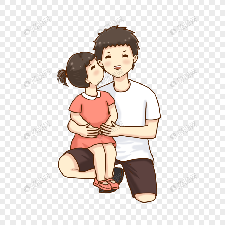 父亲节女儿亲吻爸爸