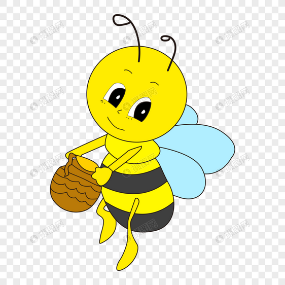 卡通黄色小蜜蜂拿陶罐图片